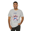 Curious and Cute Brave and Free Patriotic Cat Celebrating the 4th of July Short Sleeve T-Shirt