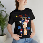 Mother Giraffe Happy 4th of July Short Sleeve T-Shirt