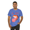 Patriotic Lips Being Funny on the 4th of July Short Sleeve T-Shirt