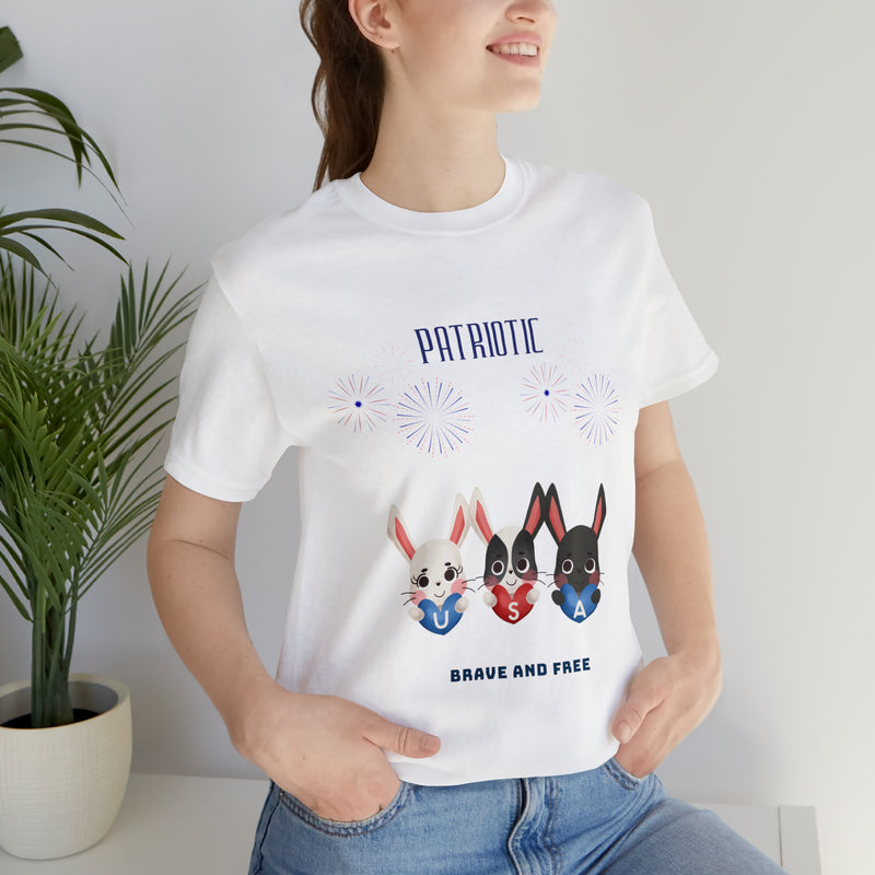 Adorable Patriotic Bunnies Celebrating the 4th of July Short Sleeve T-Shirt