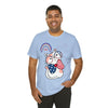 Cute Patriotic Cat Celebrating Freedom in the USA 4th of July Short Sleeve T-Shirt