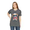 Cute Brave and Free Patriotic Dog on the 4th of July Short Sleeve T-Shirt