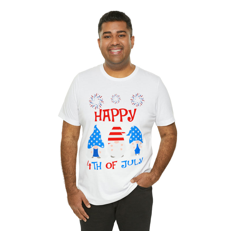 Patriotic Gnomes Sending a Happy 4th of July Short Sleeve T-Shirt