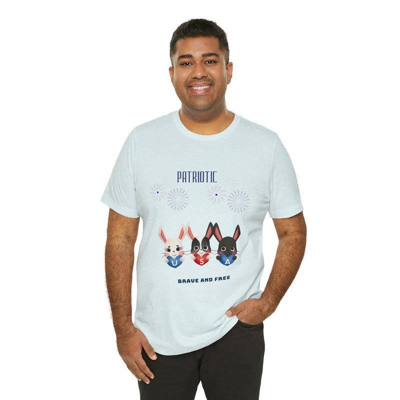 Adorable Patriotic Bunnies Celebrating the 4th of July Short Sleeve T-Shirt