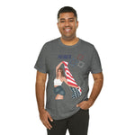 Cute Patriotic and Free Lady Celebrating the 4th of July Short Sleeve T-Shirt