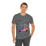 Freedom and Fireworks Patriotic Truck Let's Get Lit on the 4th of July Short Sleeve T-Shirt