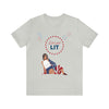 Let's Get Lit Lady Flags and Fireworks 4th of July Short Sleeve T-Shirt