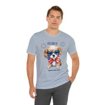 Cute Brave and Free Patriotic Dog on the 4th of July Short Sleeve T-Shirt