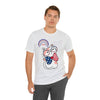 Cute Patriotic Cat Celebrating Freedom in the USA 4th of July Short Sleeve T-Shirt