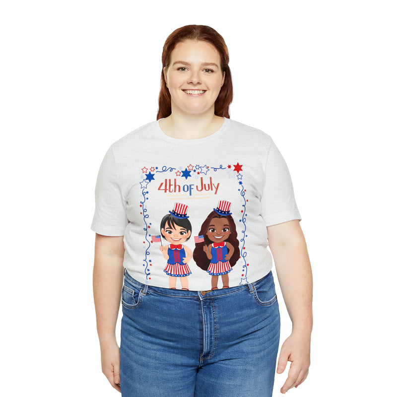 Celebrating 4th of July Patriotic Girls Short Sleeve T-Shirt