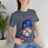 Home of the Brave Patriotic Gnome 4th of July Short Sleeve T-Shirt