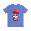 Patriotic Gnome Showing Love on the 4th of July Short Sleeve T-Shirt