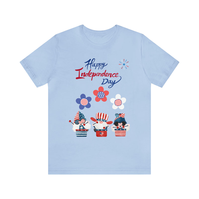 Happy Independence Day From the Rocking Gnome Band Celebrating the 4th of July Short Sleeve T-Shirt