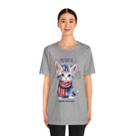 Cute Brave and Free Patriotic Cat on the 4th of July Short Sleeve T-Shirt