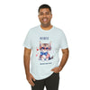 Curious and Cute Brave and Free Patriotic Cat Celebrating the 4th of July Short Sleeve T-Shirt