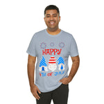 Patriotic Gnomes Sending a Happy 4th of July Short Sleeve T-Shirt