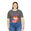 Patriotic Lips Being Funny on the 4th of July Short Sleeve T-Shirt