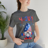 Thumbs Up Patriotic Gnome Celebrating the 4th of July Short Sleeve T-Shirt
