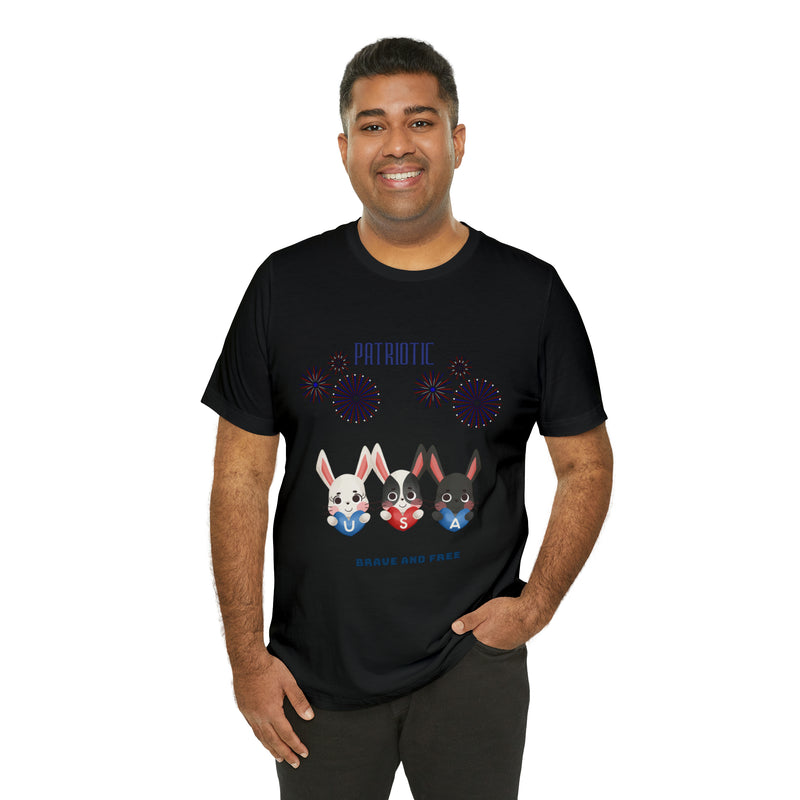 Adorable Patriotic Bunnies Celebrating the 4th of July Short Sleeve T-Shirt