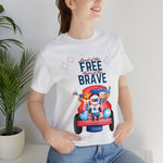 Land of the Free Home of the Brave Bears and Trucks 4th of July Short Sleeve T-Shirt