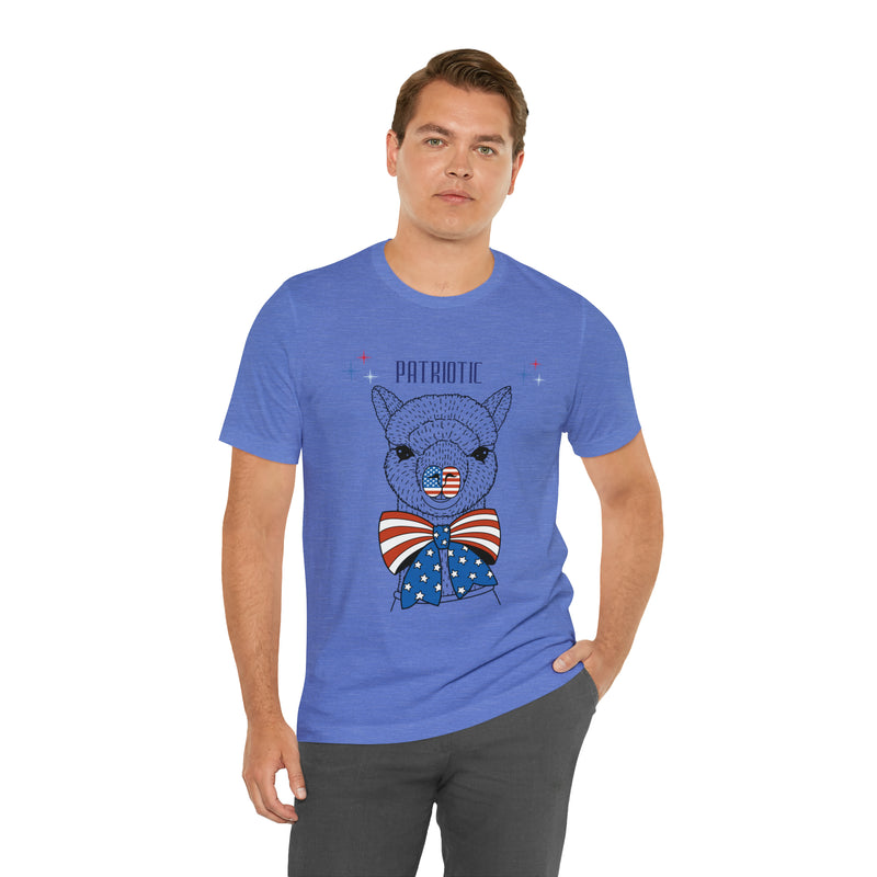 Patriotic Llama Love on the 4th of July Short Sleeve T-Shirt