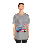 Freedom and Fireworks Patriotic Truck Let's Get Lit on the 4th of July Short Sleeve T-Shirt