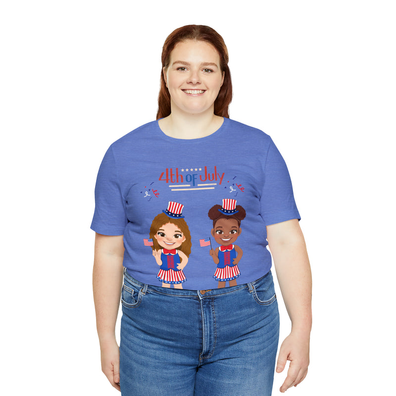 Celebrate With Us Patriotic Girls 4th of July Short Sleeve T-Shirt