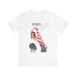 Cute Patriotic and Free Lady Celebrating the 4th of July Short Sleeve T-Shirt