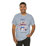 Curious and Cute Brave and Free Patriotic Cat Celebrating the 4th of July Short Sleeve T-Shirt