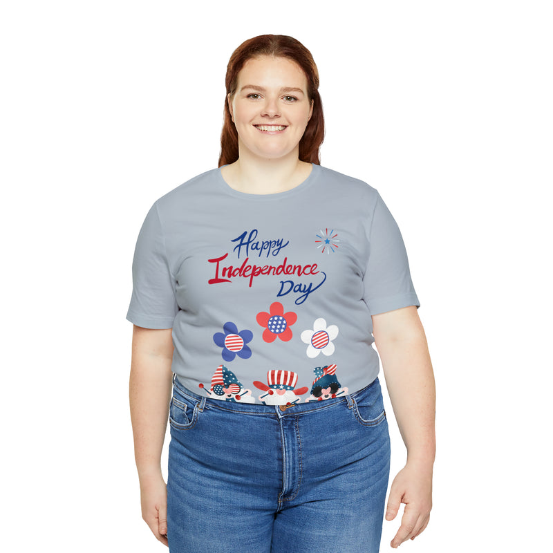 Happy Independence Day From the Rocking Gnome Band Celebrating the 4th of July Short Sleeve T-Shirt