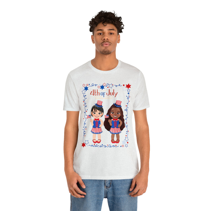 Celebrating 4th of July Patriotic Girls Short Sleeve T-Shirt