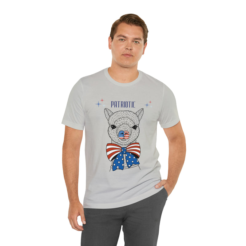 Patriotic Llama Love on the 4th of July Short Sleeve T-Shirt