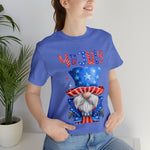 Brave and Patriotic Gnome on the 4th of July Short Sleeve T-Shirt