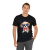 Cute Brave and Free Patriotic Dog on the 4th of July Short Sleeve T-Shirt