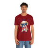 Cute Brave and Free Patriotic Dog on the 4th of July Short Sleeve T-Shirt