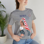 Cute Patriotic and Free Lady Celebrating the 4th of July Short Sleeve T-Shirt