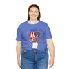 The Joy of Being Patriotic Lady Celebrating the Land of the Free 4th of July Short Sleeve T-Shirt