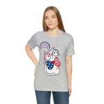 Cute Patriotic Cat Celebrating Freedom in the USA 4th of July Short Sleeve T-Shirt