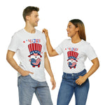 Patriotic Gnome Showing Love on the 4th of July Short Sleeve T-Shirt