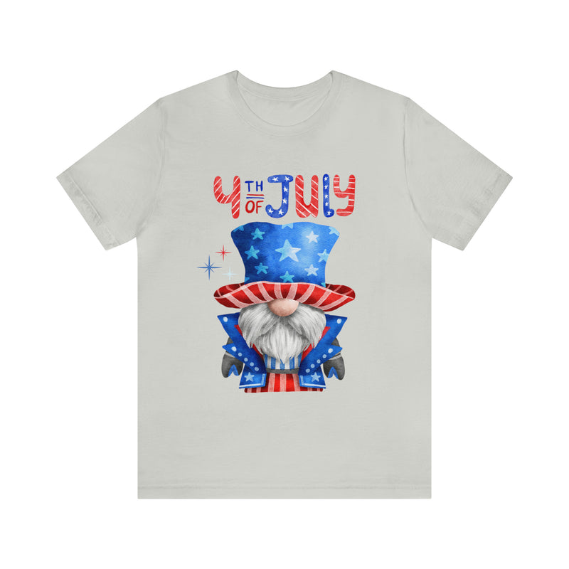 Brave and Patriotic Gnome on the 4th of July Short Sleeve T-Shirt