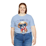 Cute Brave and Free Patriotic Dog on the 4th of July Short Sleeve T-Shirt