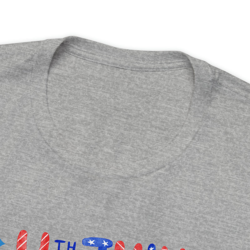 Patriotic Gnome Showing Love on the 4th of July Short Sleeve T-Shirt