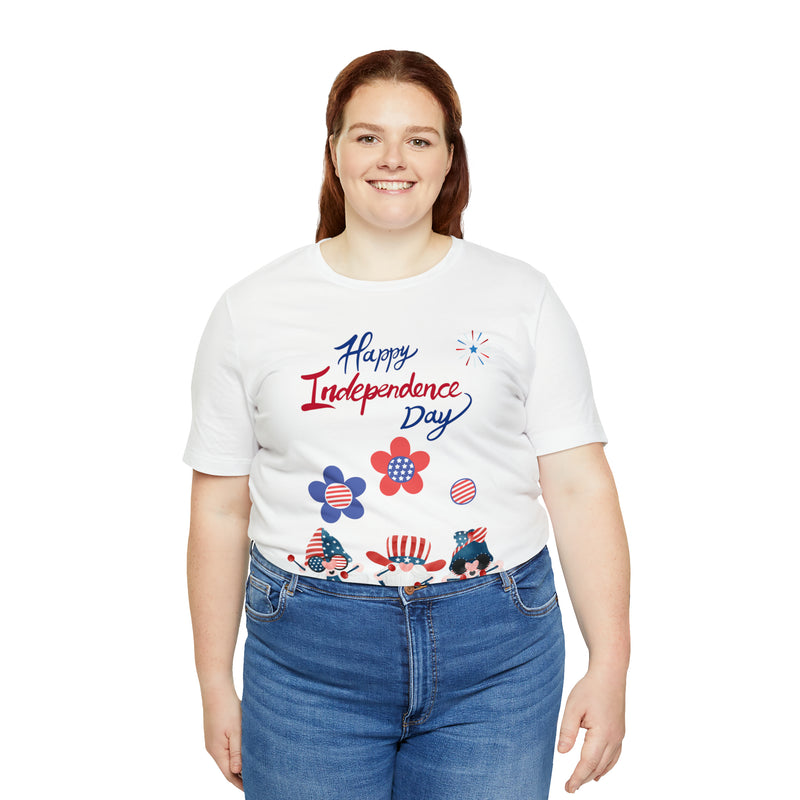 Happy Independence Day From the Rocking Gnome Band Celebrating the 4th of July Short Sleeve T-Shirt