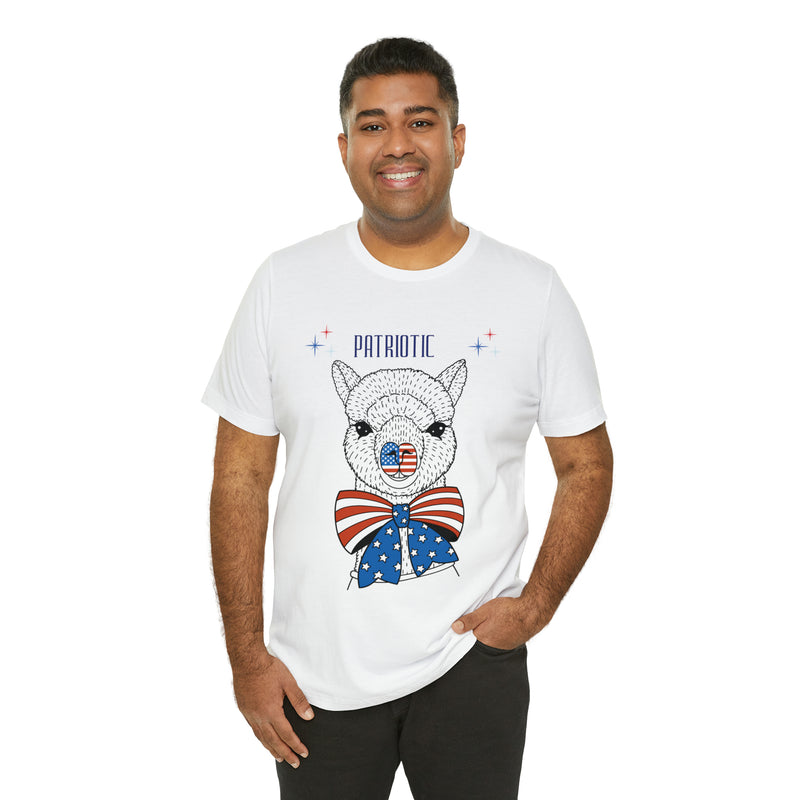 Patriotic Llama Love on the 4th of July Short Sleeve T-Shirt