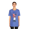 The Joy of Being Patriotic Lady Celebrating the Land of the Free 4th of July Short Sleeve T-Shirt