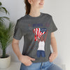 The Joy of Being Patriotic Lady Celebrating the Land of the Free 4th of July Short Sleeve T-Shirt