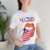 Patriotic Lips Being Funny on the 4th of July Short Sleeve T-Shirt