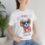 Cute Brave and Free Patriotic Dog on the 4th of July Short Sleeve T-Shirt