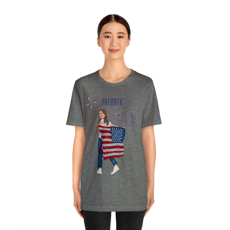 Let's Be Patriotic Flags and Fireworks Lady 4th of July Short Sleeve T-Shirt