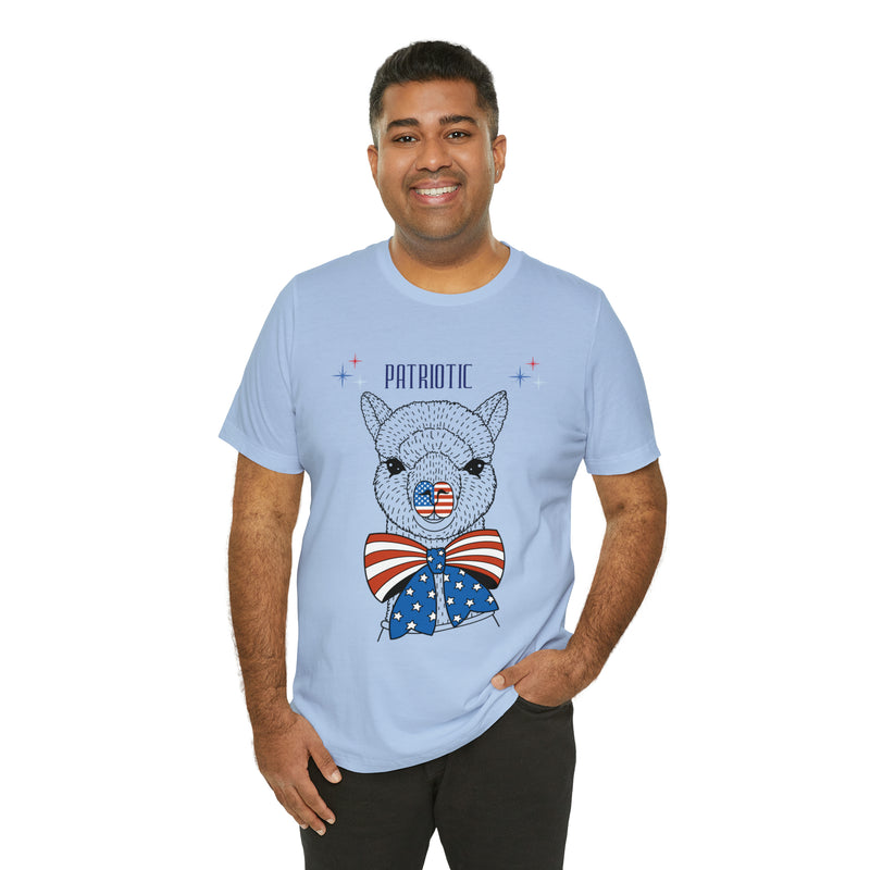 Patriotic Llama Love on the 4th of July Short Sleeve T-Shirt